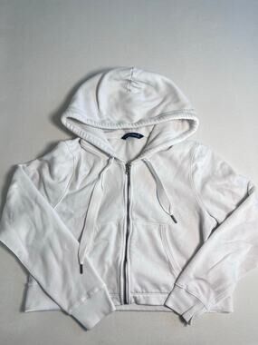 Abercrombie & Fitch Womens M White Full Zip Hoodie Cotton Blend Fleece Y2K